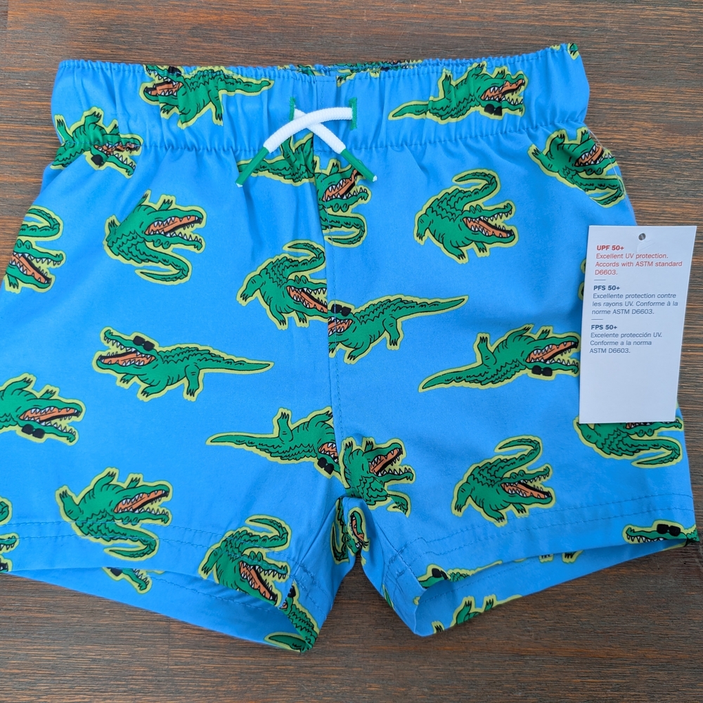 Old Navy Kids Swim Trunks - Blue with Green Alligator Print NWT